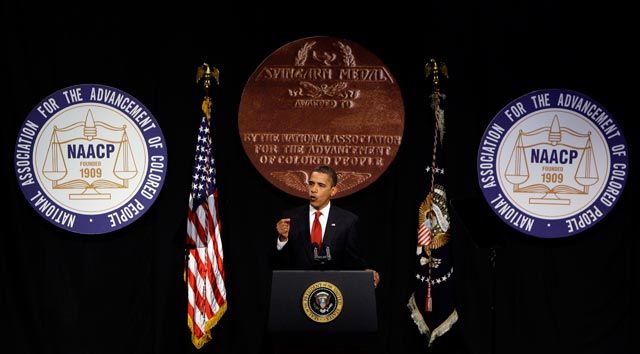 President Obama addresses the NAACP